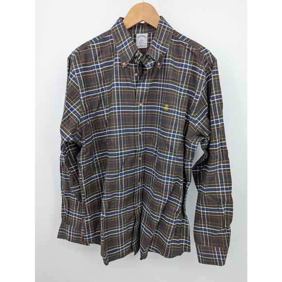 Vintage Brooks Brothers 1818 Regent Non-Iron Plaid Long Sleeve Button Down Sz L - Picture 1 of 5